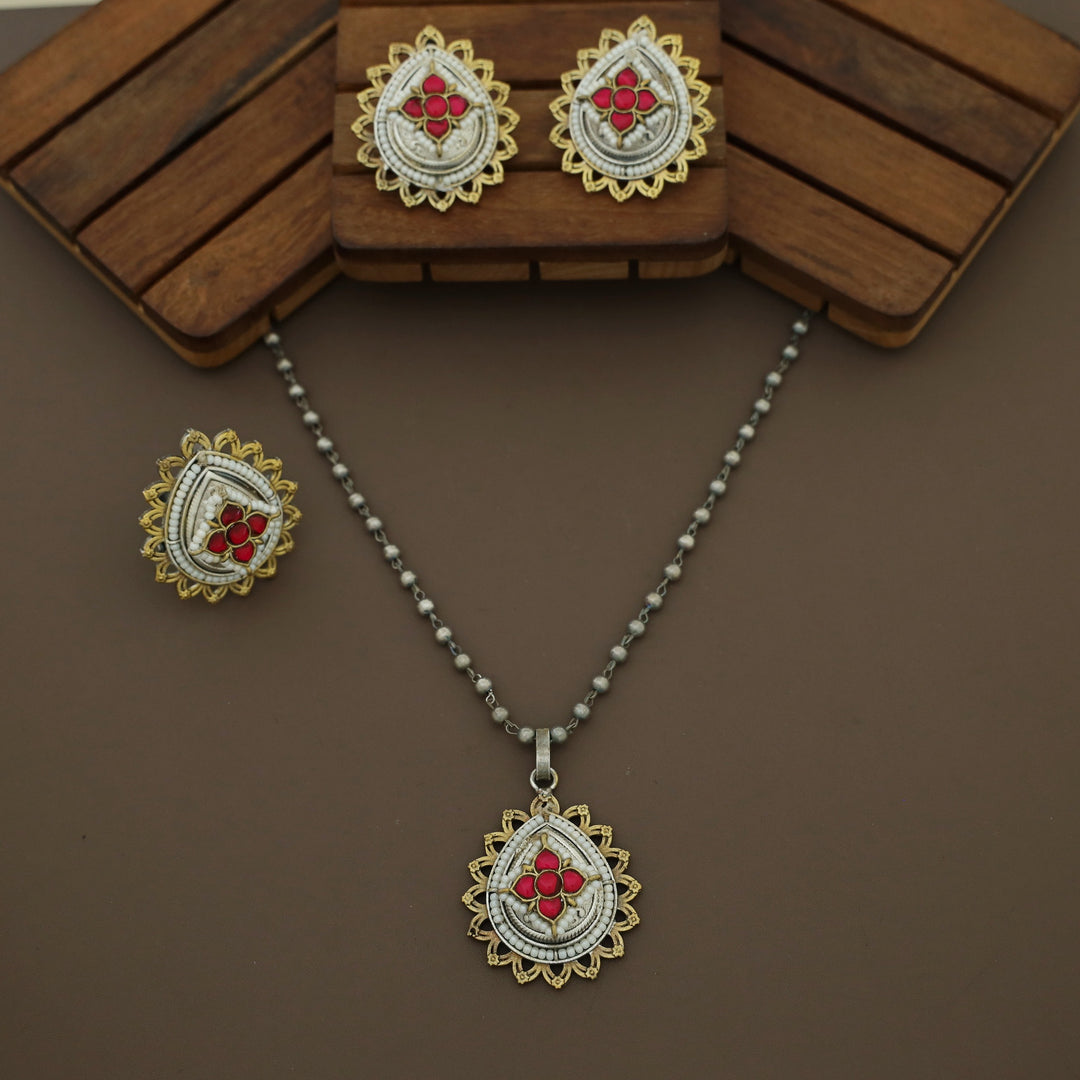 Alouis Dual Tone Drop Jadau Kundan Combo Set
