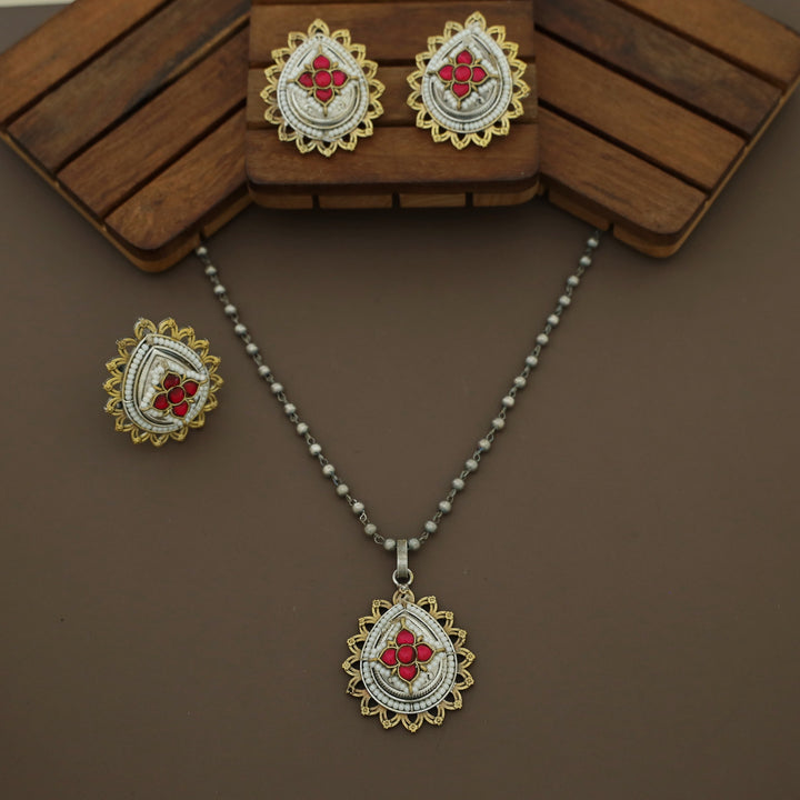 Alouis Dual Tone Drop Jadau Kundan Combo Set