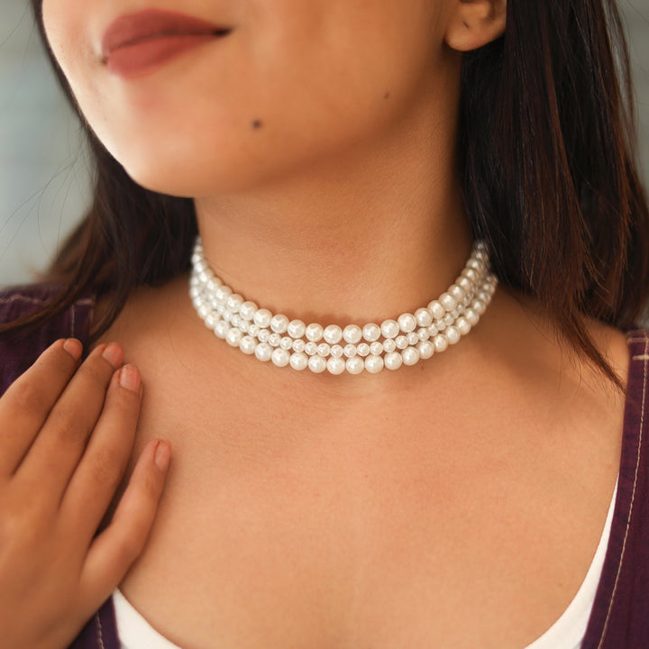 Mizandei 3 Layer Pearl Choker
