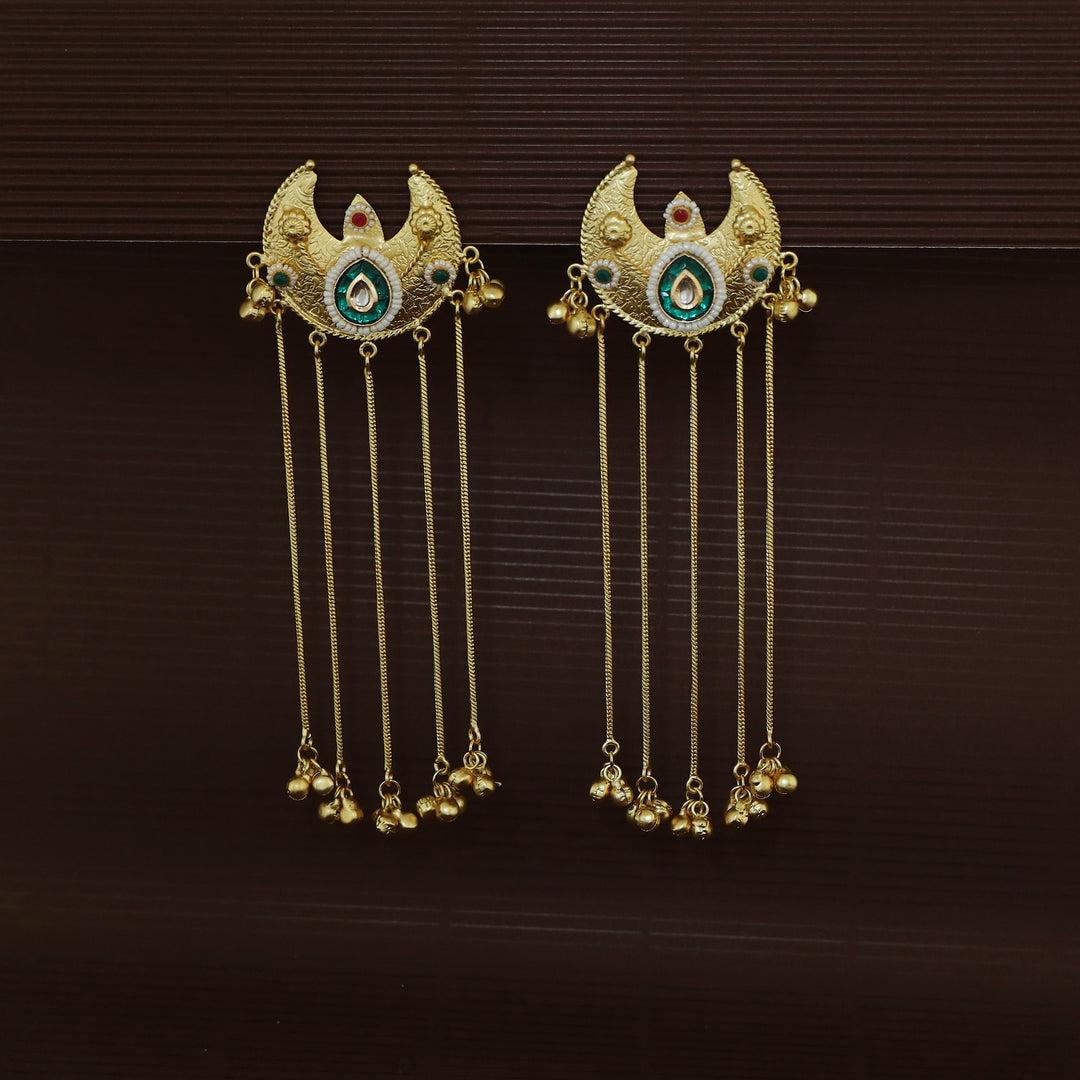 Rupinder 5 Hanging Ghungroo Half Moon Earring