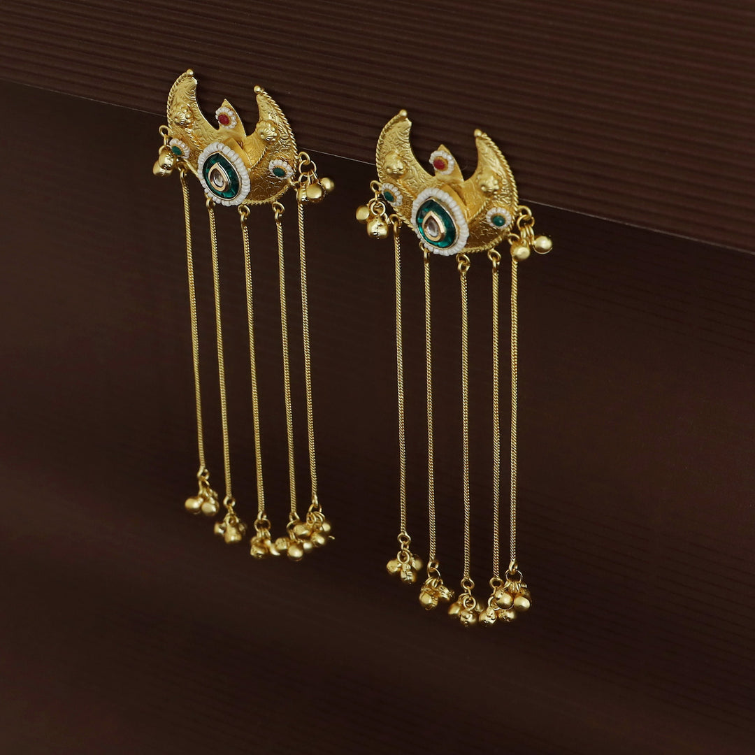 Rupinder 5 Hanging Ghungroo Half Moon Earring