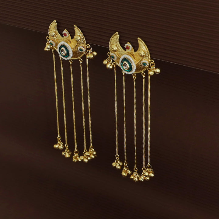 Rupinder 5 Hanging Ghungroo Half Moon Earring