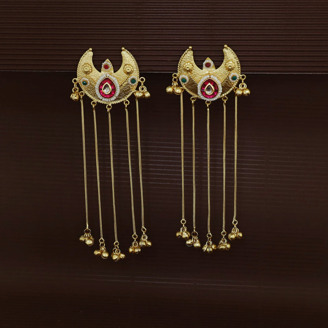 Rupinder 5 Hanging Ghungroo Half Moon Earring