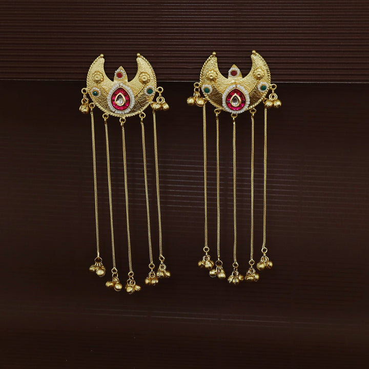 Rupinder 5 Hanging Ghungroo Half Moon Earring