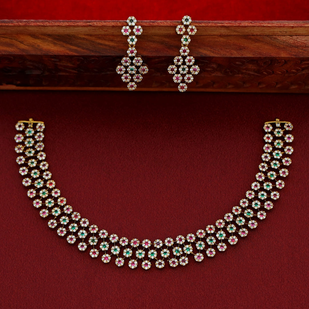 Virini AD Neckpiece With Earring