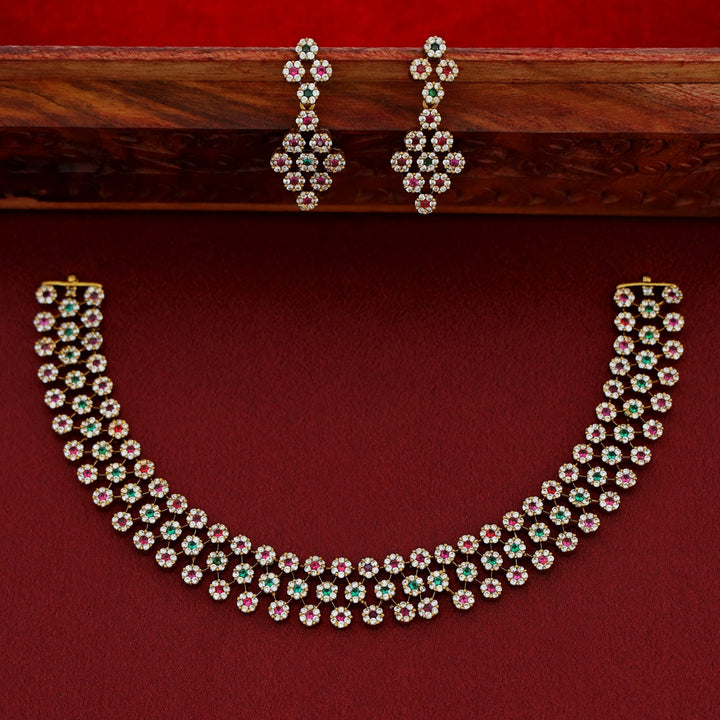 Virini AD Neckpiece With Earring