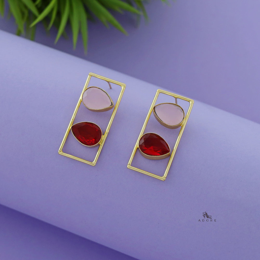 Glossy Dual Drop Rectangle Earring