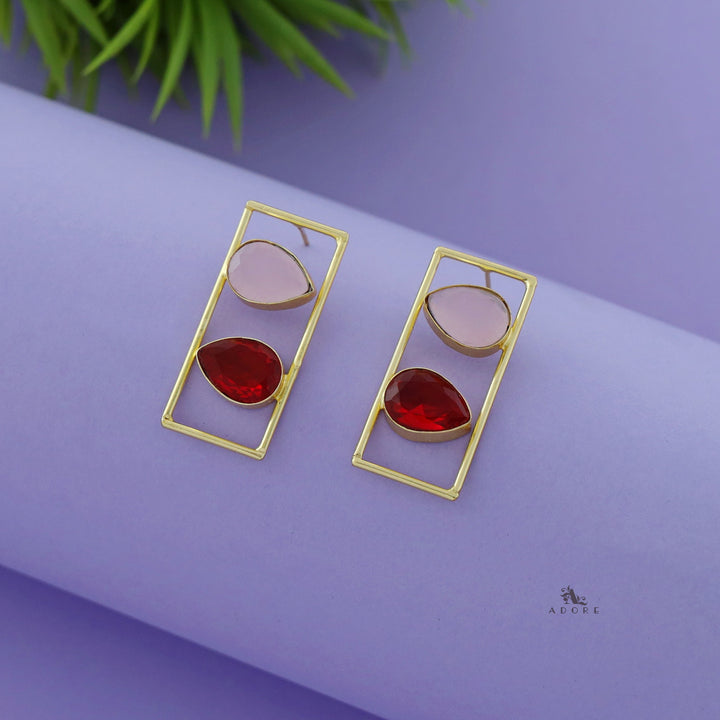 Glossy Dual Drop Rectangle Earring