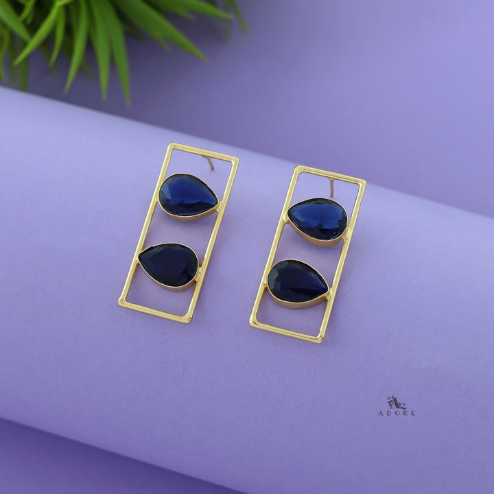 Glossy Dual Drop Rectangle Earring