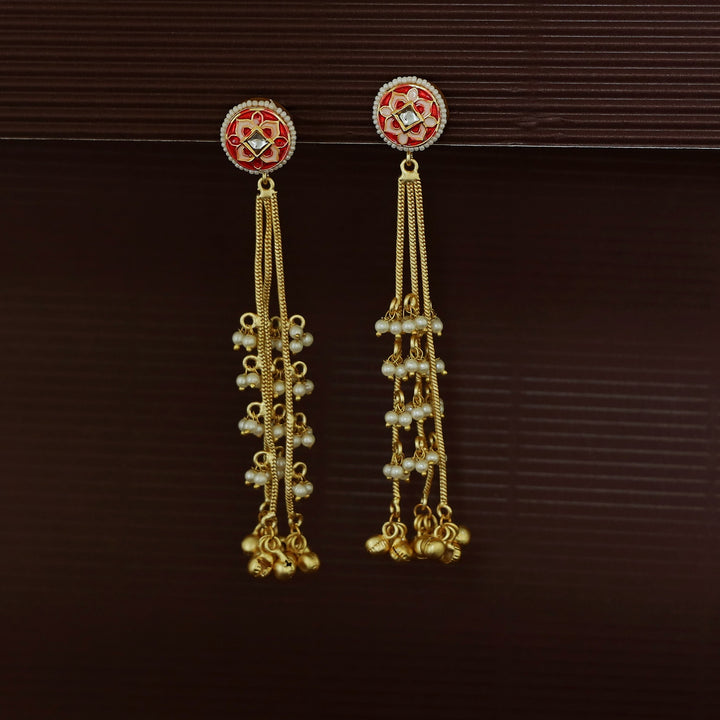 Inderpal Circle Tri Pearl Hanging Ghunguroo Kashmiri Earring