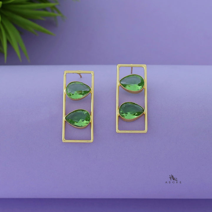 Glossy Dual Drop Rectangle Earring