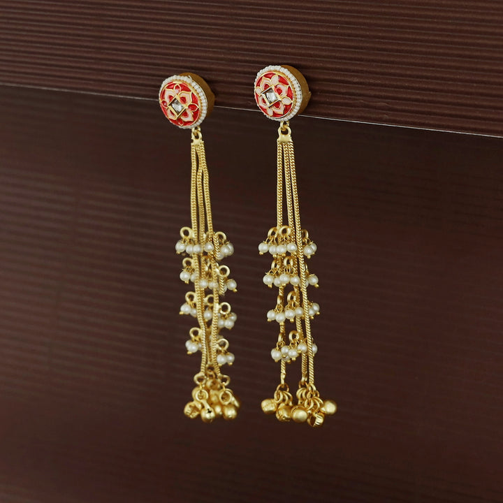 Inderpal Circle Tri Pearl Hanging Ghunguroo Kashmiri Earring