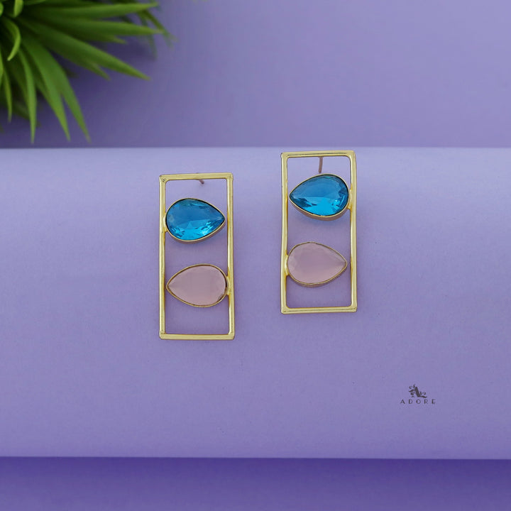 Glossy Dual Drop Rectangle Earring