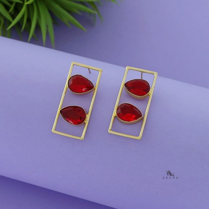 Glossy Dual Drop Rectangle Earring