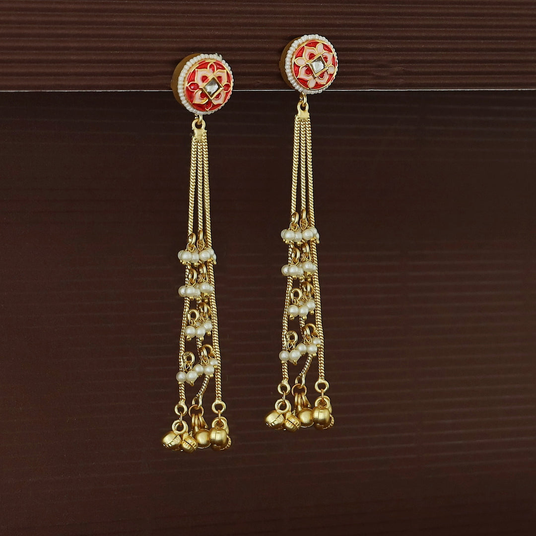 Inderpal Circle Tri Pearl Hanging Ghunguroo Kashmiri Earring