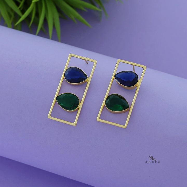 Glossy Dual Drop Rectangle Earring
