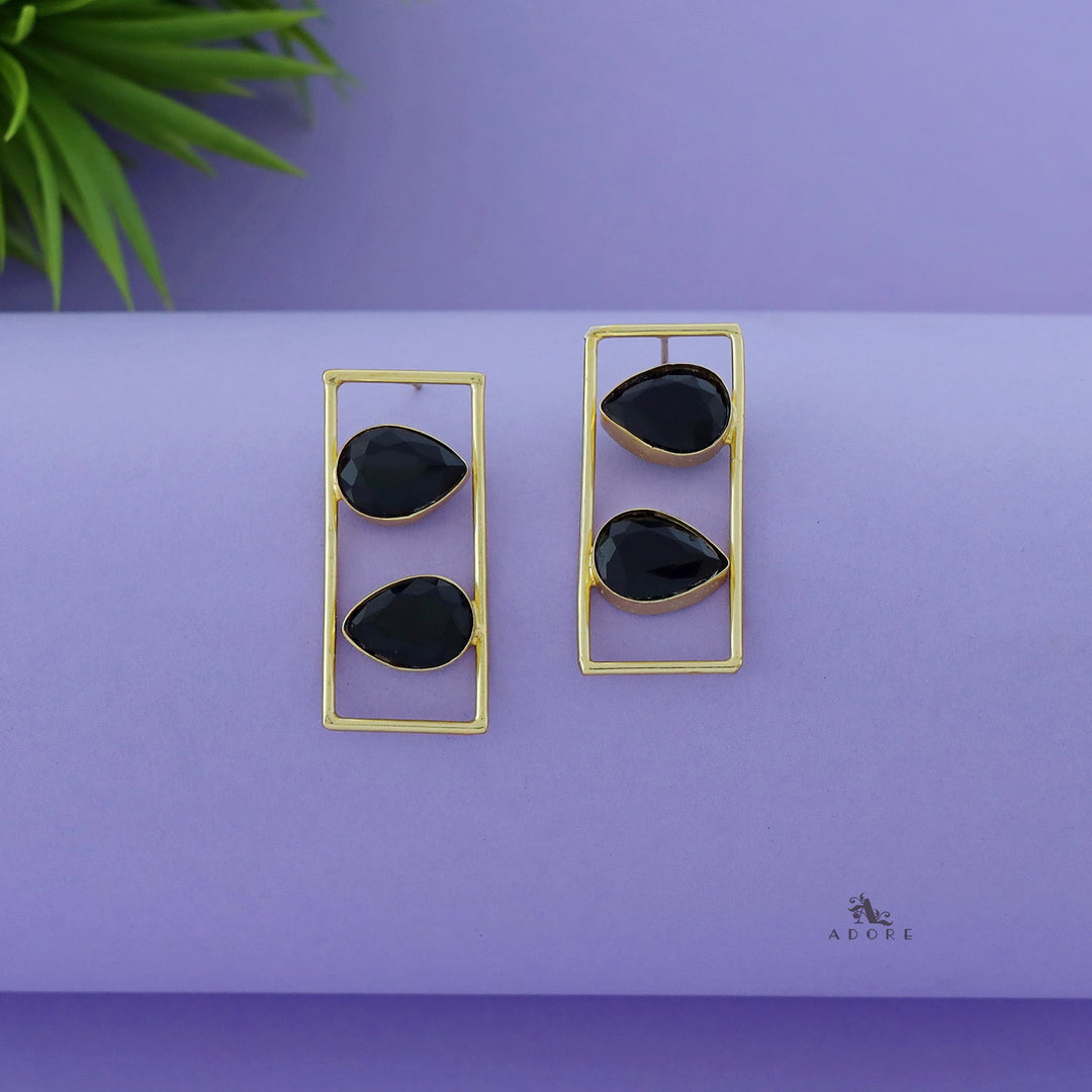 Glossy Dual Drop Rectangle Earring