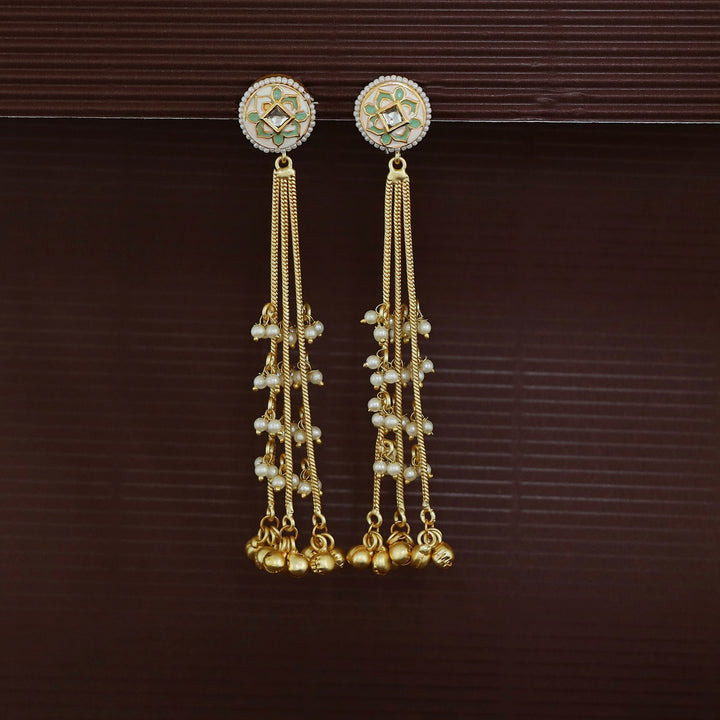 Inderpal Circle Tri Pearl Hanging Ghunguroo Kashmiri Earring