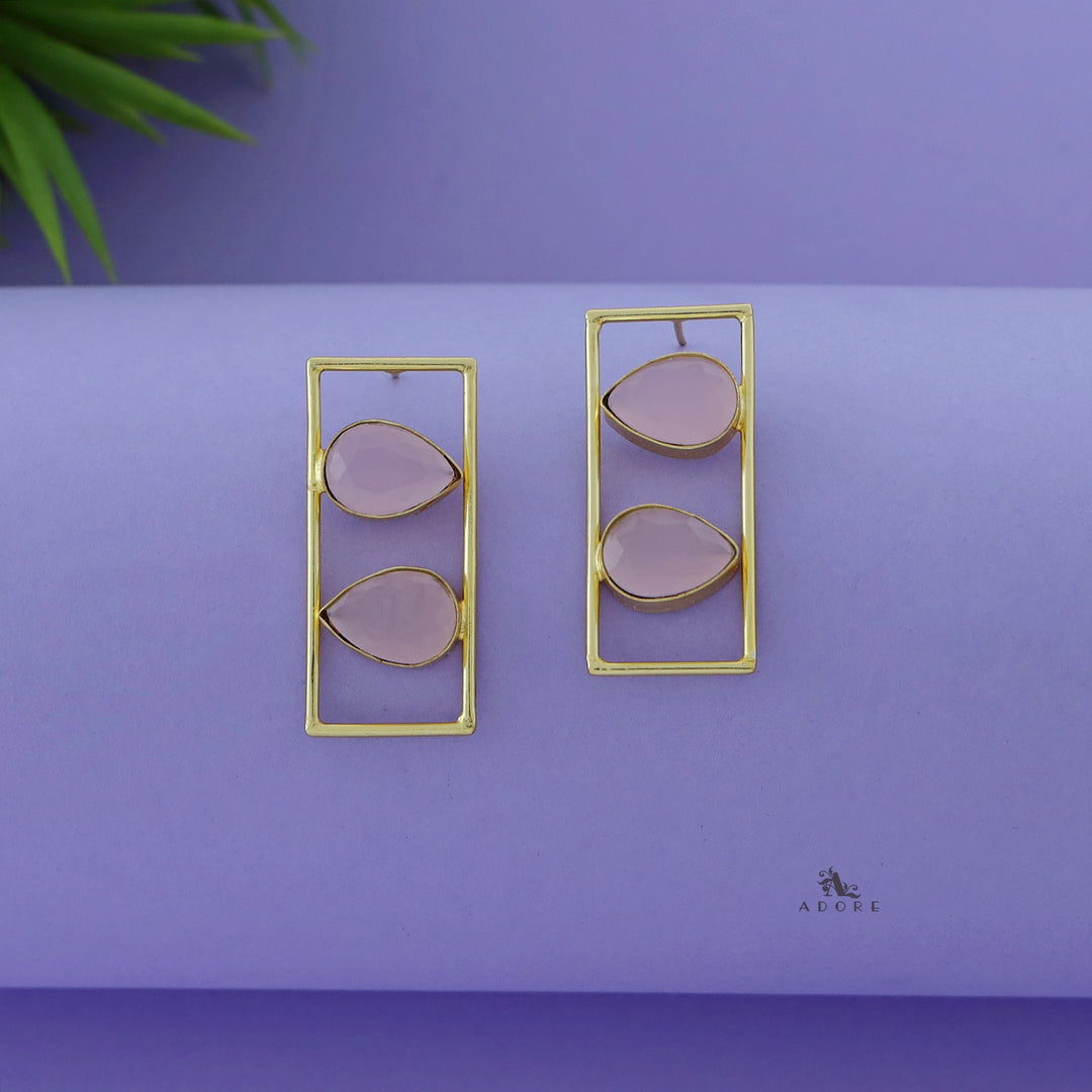 Glossy Dual Drop Rectangle Earring