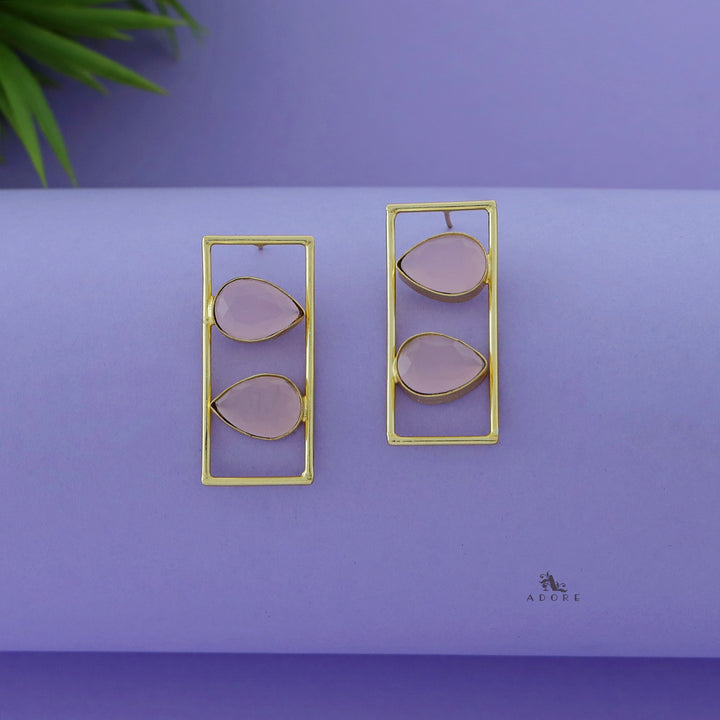 Glossy Dual Drop Rectangle Earring