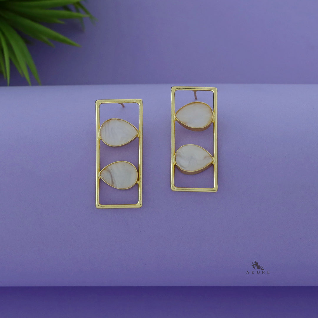 Glossy Dual Drop Rectangle Earring