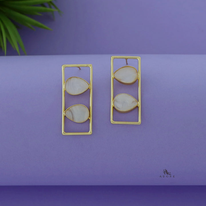 Glossy Dual Drop Rectangle Earring