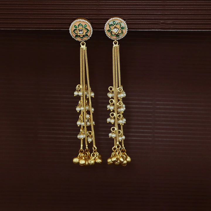 Inderpal Circle Tri Pearl Hanging Ghunguroo Kashmiri Earring