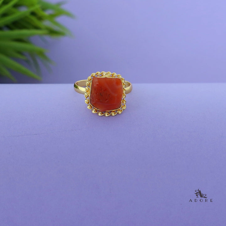 Margaret Golden Curly Raw Stone Ring