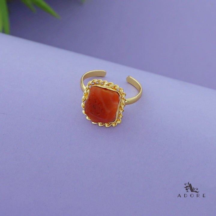 Margaret Golden Curly Raw Stone Ring