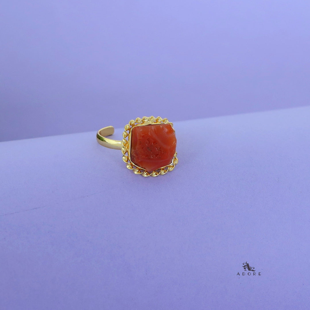 Margaret Golden Curly Raw Stone Ring