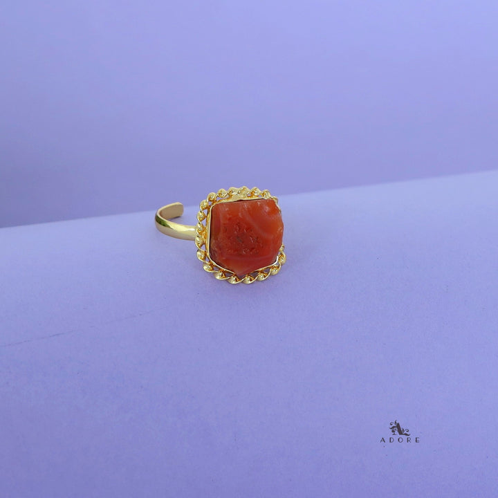 Margaret Golden Curly Raw Stone Ring