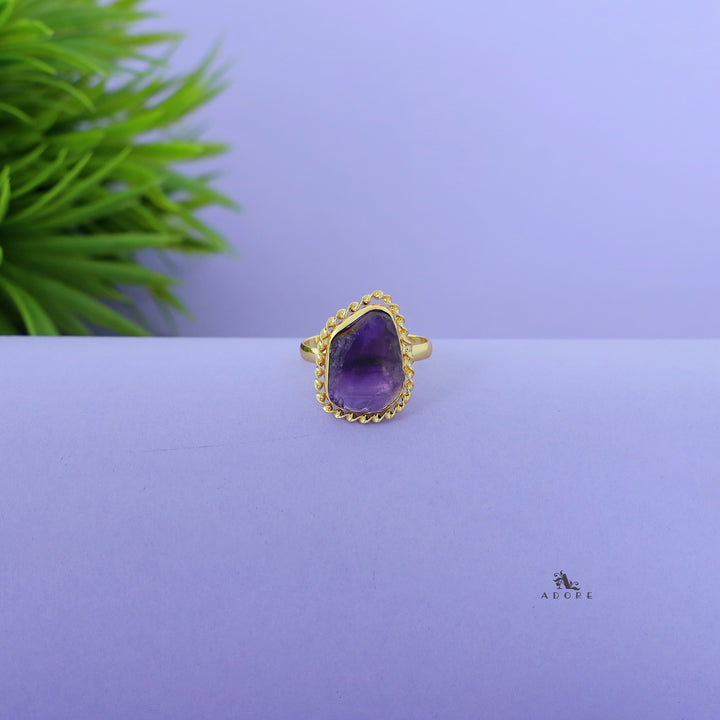 Margaret Golden Curly Raw Stone Ring