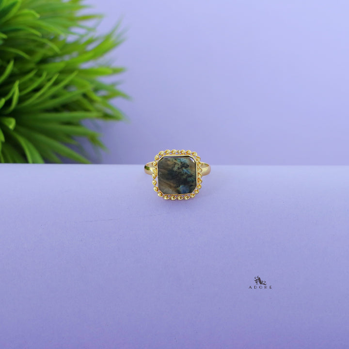 Margaret Golden Curly Raw Stone Ring