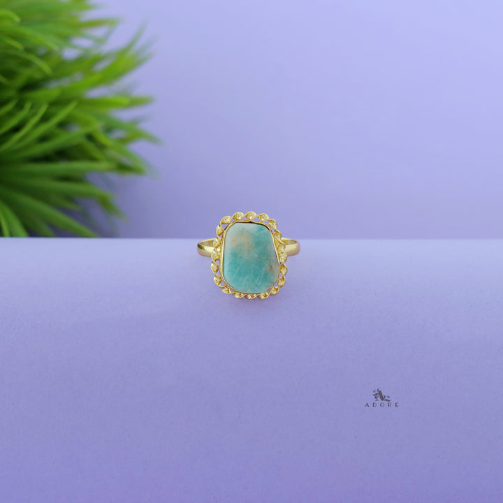 Margaret Golden Curly Raw Stone Ring