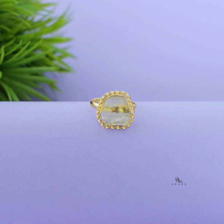 Margaret Golden Curly Raw Stone Ring