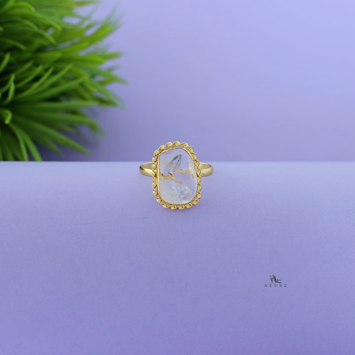 Margaret Golden Curly Raw Stone Ring