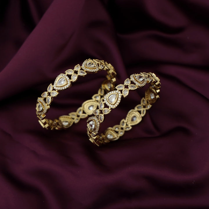 Deepti AD Stone Tetra Drop Bangle (Set Of 2)