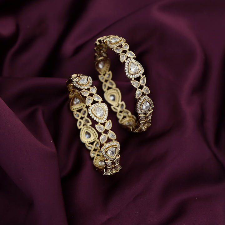 Deepti AD Stone Tetra Drop Bangle (Set Of 2)