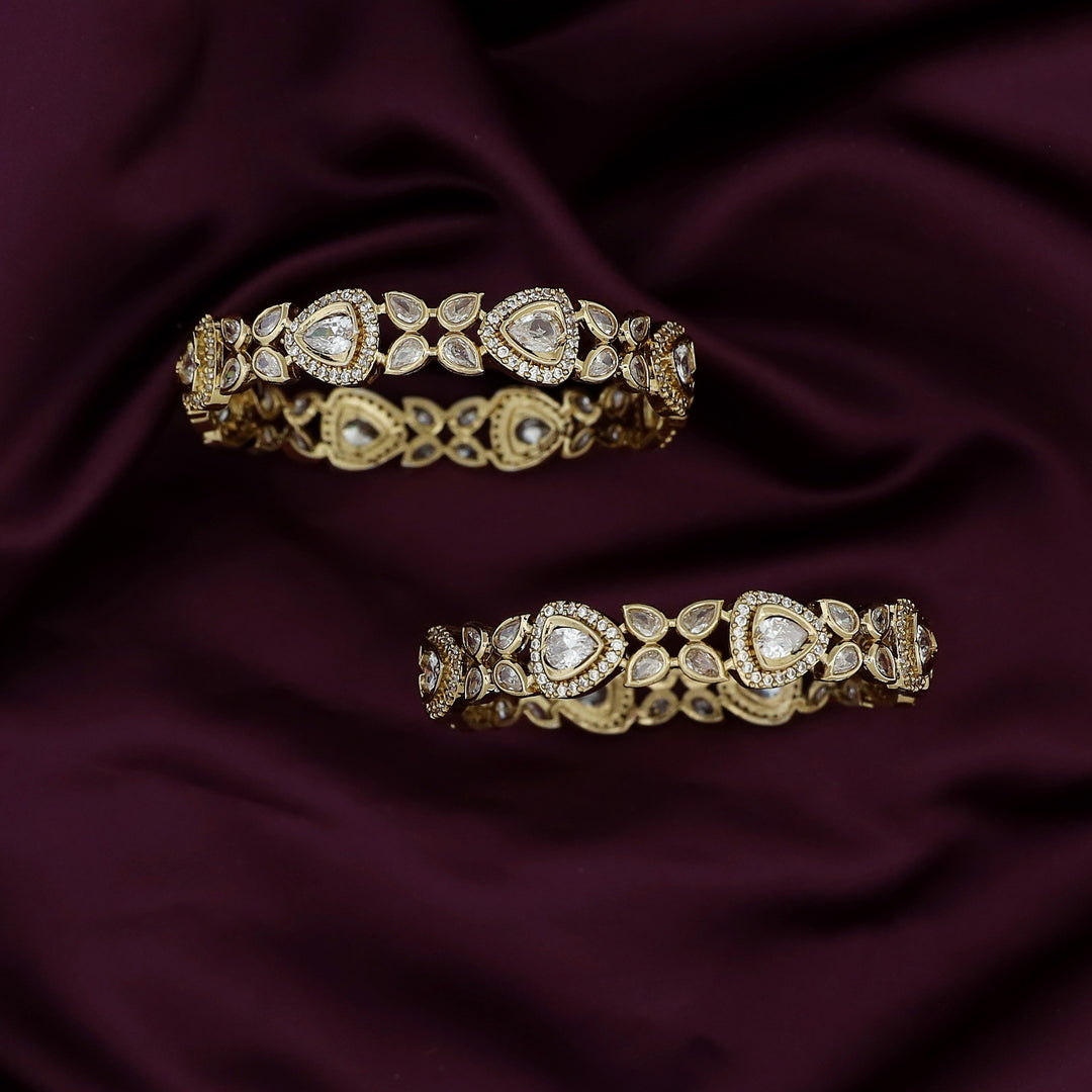 Deepti AD Stone Tetra Drop Bangle (Set Of 2)
