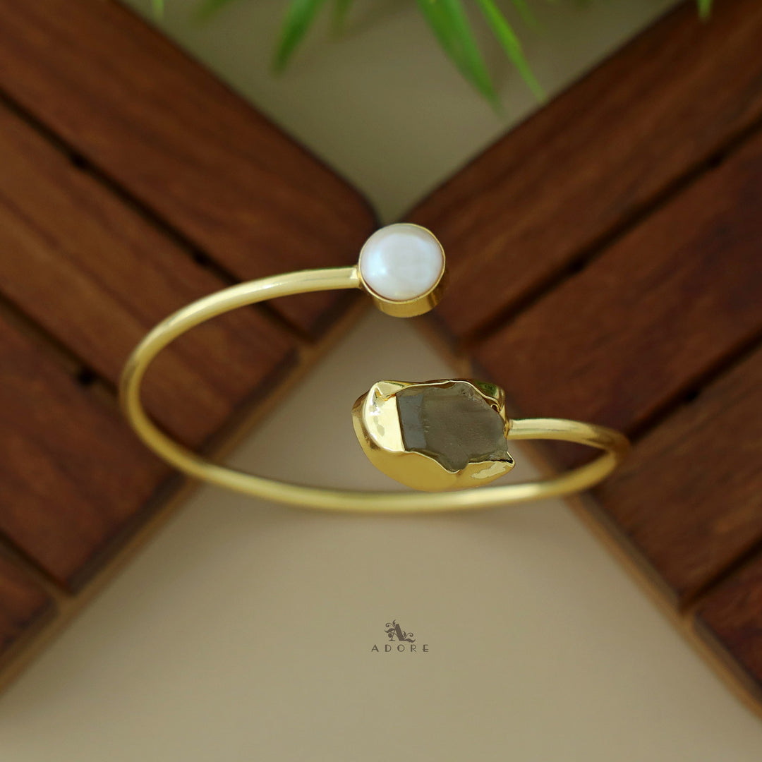 Libra Raw Stone + Pearl Bangle