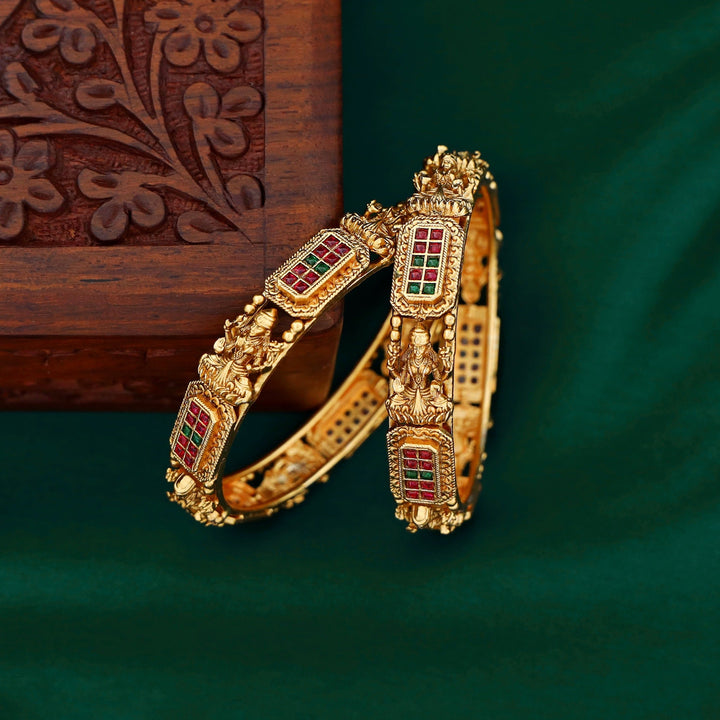 Designer Lakshmi Devi Matt Stone Bangle(Set Of 2)