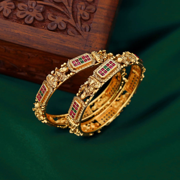 Designer Lakshmi Devi Matt Stone Bangle(Set Of 2)