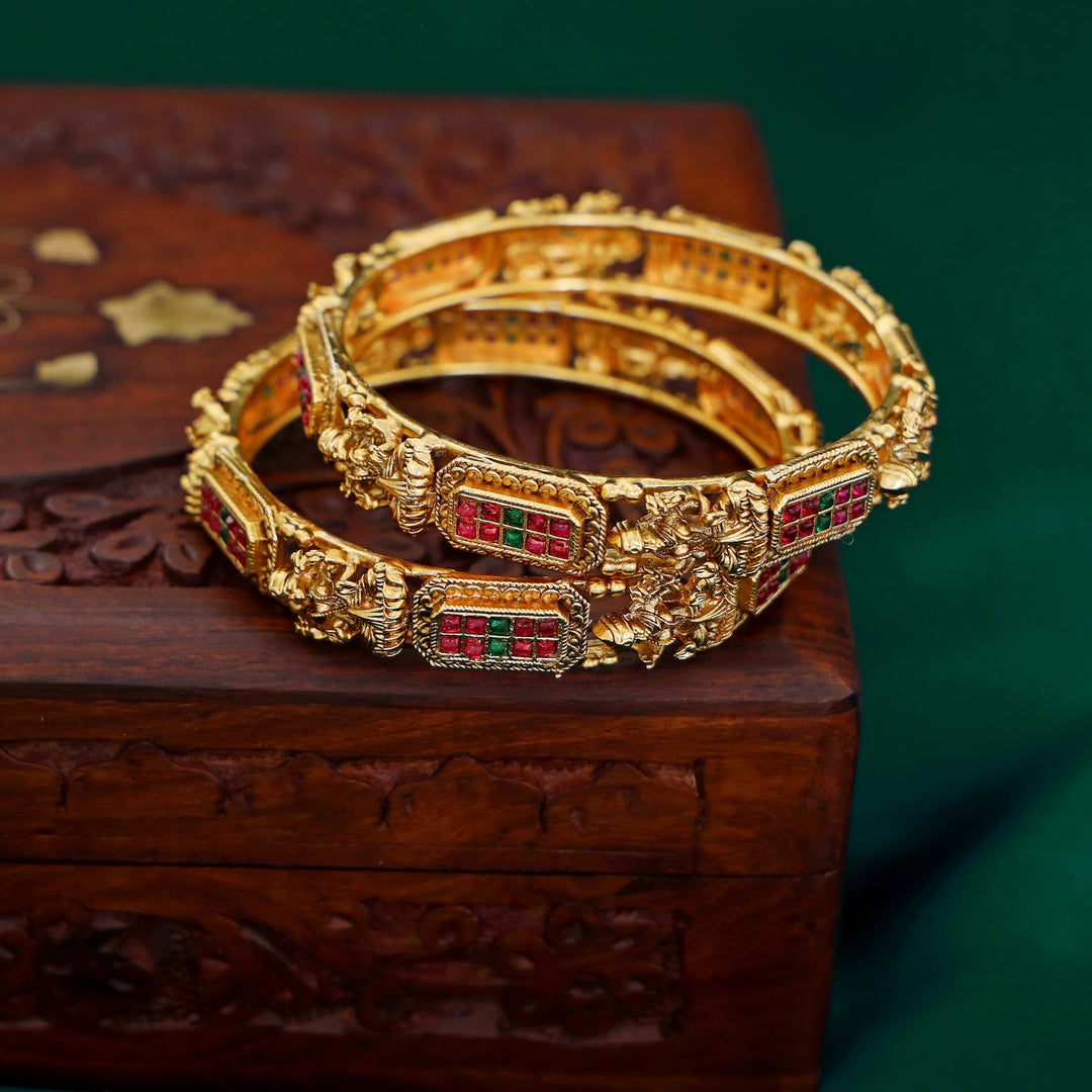 Designer Lakshmi Devi Matt Stone Bangle(Set Of 2)