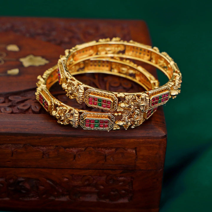 Designer Lakshmi Devi Matt Stone Bangle(Set Of 2)