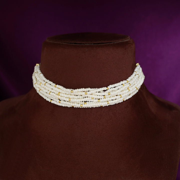 Sajani Golden Multi Layered Pearl Choker