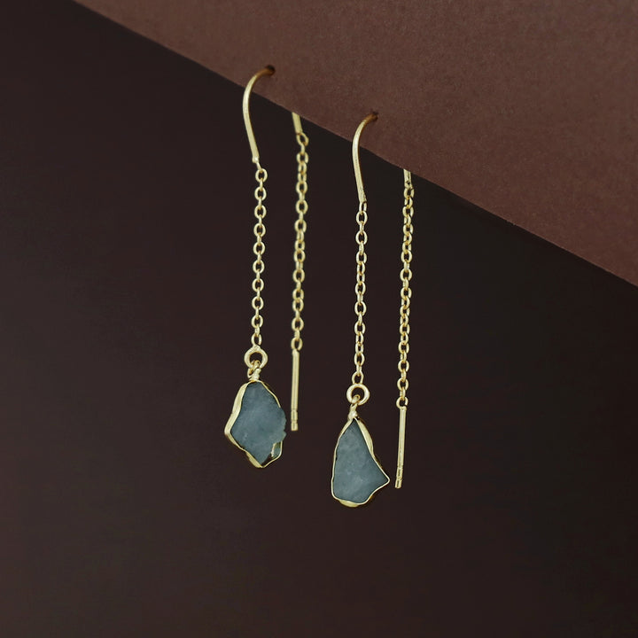 Mawar Raw Stone Needle and Thread Earring