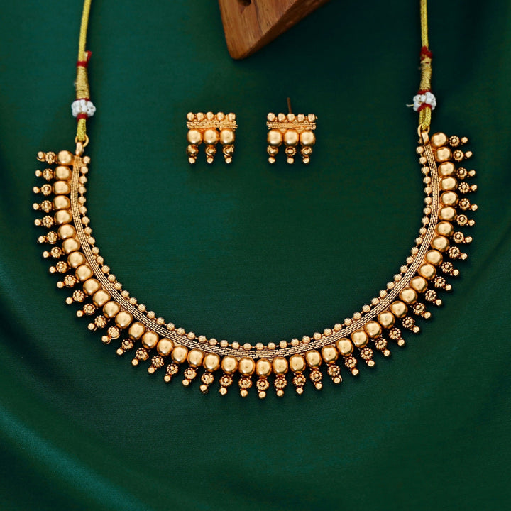 Madhumita Gold Bud Neckpiece with Earring