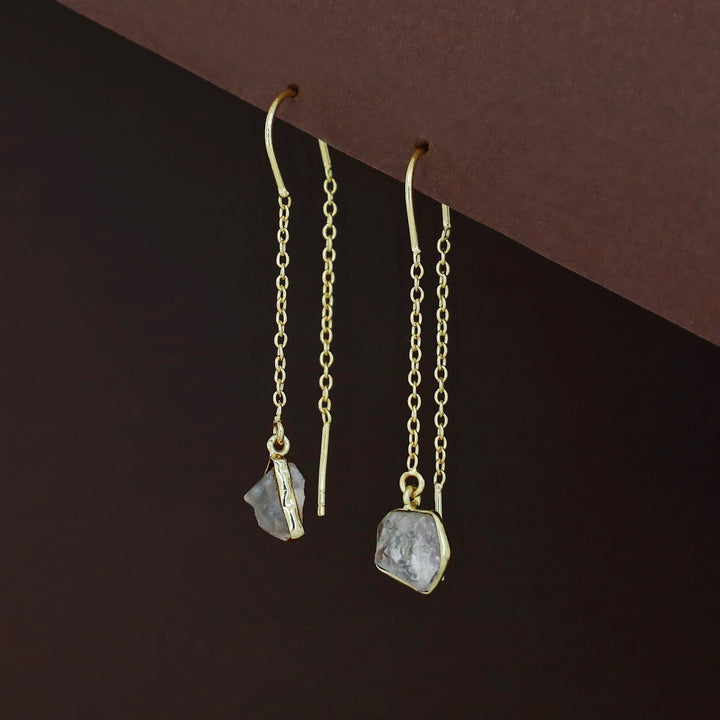 Mawar Raw Stone Needle and Thread Earring
