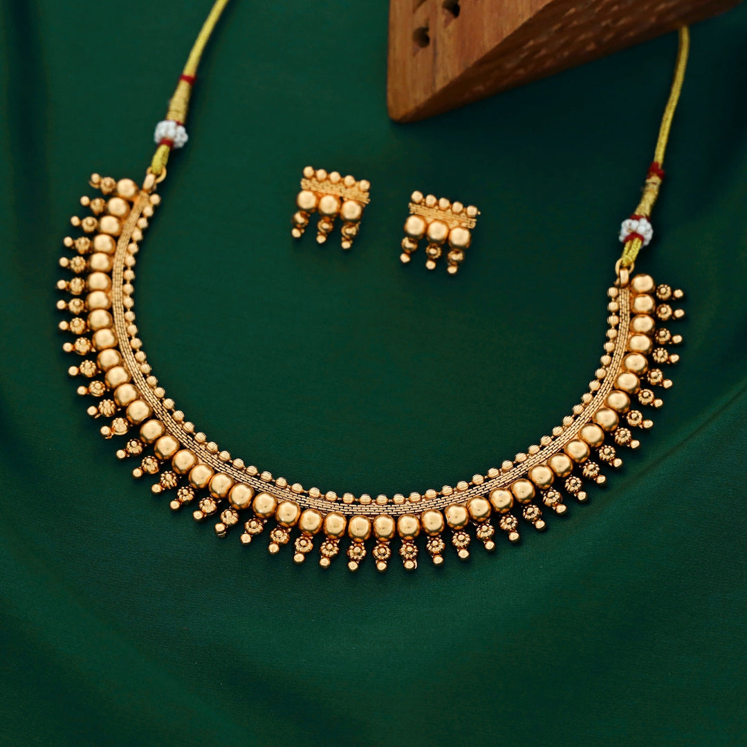 Madhumita Gold Bud Neckpiece with Earring