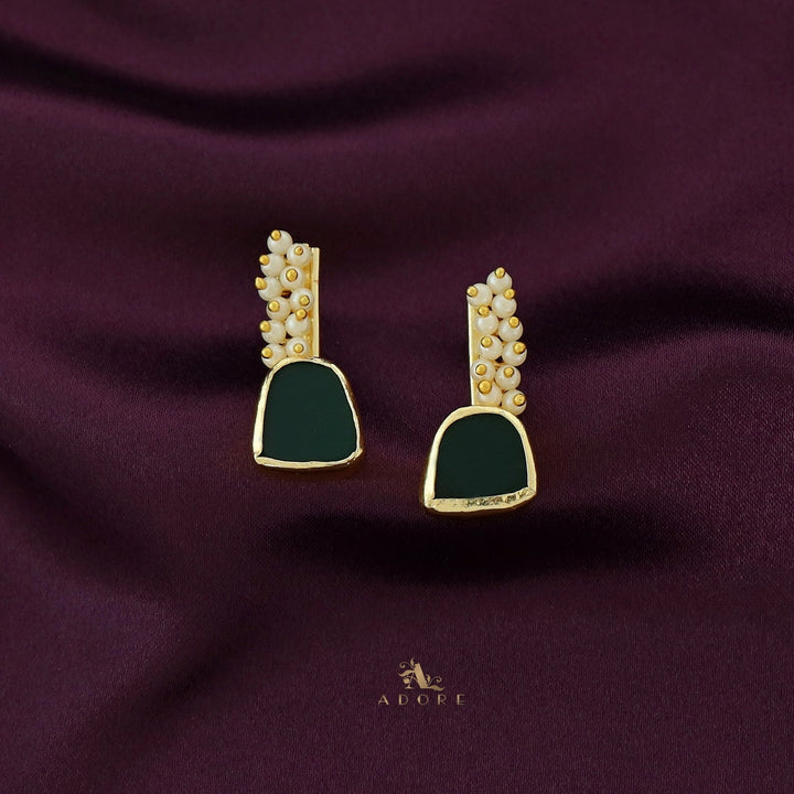 Golden Line Pearl Cluster Raw Stone Earring